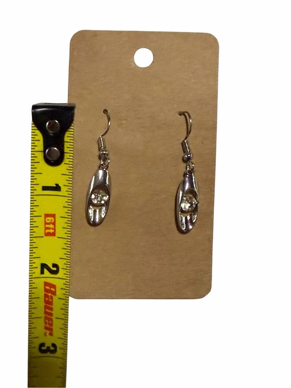 Silver-tone Drop Earrings with Clear Crystal Accent
